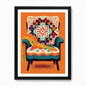 Vintage Crochet Chair Illustration 2 Art Print