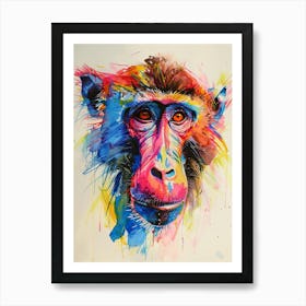 Baboon Colourful Watercolour 1 Art Print