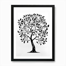 Lemon Tree Simple Geometric Nature Stencil 2 Art Print