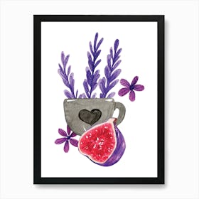 Lavender And Fig Watercolor Illustration Art Print