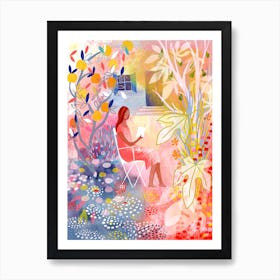 Reading Under The Orange Tree Art Print