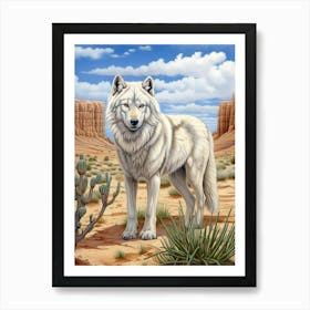 Tundra Wolf Desert Scenery 2 Art Print