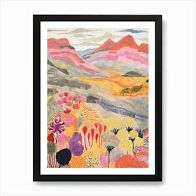 Mount Ossa Australia 1 Colourful Mountain Illustration Art Print