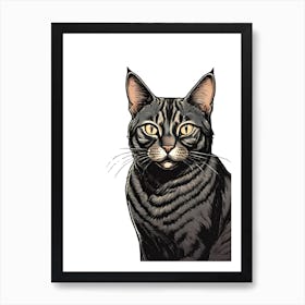 Black Tabby Cat Art Print