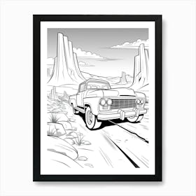 Radiator Springs (Cars) Fantasy Inspired Line Art 4 Art Print