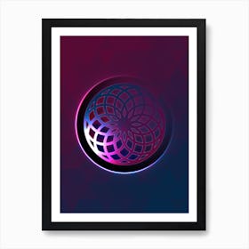 Geometric Neon Glyph on Jewel Tone Triangle Pattern 052 Art Print