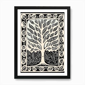 B&W Plant Illustration Zz Plant 1 Art Print