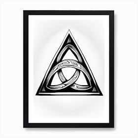 Triquetra, Symbol, Third Eye Simple Black & White Illustration 6 Art Print