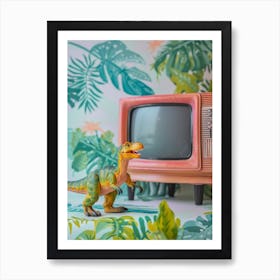 Toy Dinosaur Watching Tv Art Print