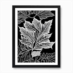 Silverberry Leaf Linocut 1 Art Print