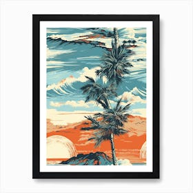 Malibu, California, Inspired Travel Pattern 4 Art Print