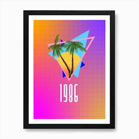 1986 retro palms. Art Print