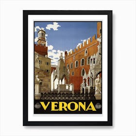 Vintage Verona Travel Poster, Dawn Hudson Art Print