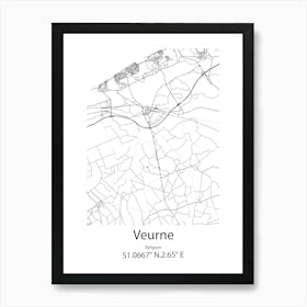 Veurne,Belgium Minimalist Map Art Print