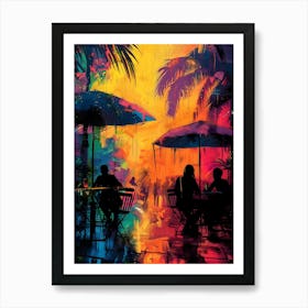 Sunset At The Beach, Vibrant, Pop Art Art Print