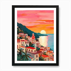 Amalfi Coast Italy Sunrise Painting Travel Art Print