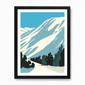 Perisher, Australia Midcentury Vintage Skiing Poster Art Print