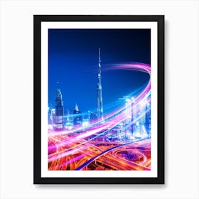 Neon city: Dubai, Burj Khalifa #2 (synthwave/vaporwave/retrowave/cyberpunk) — aesthetic poster Art Print