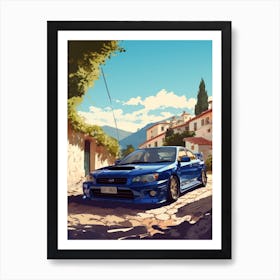 A Subaru Impreza In French Riviera Car Illustration 2 Art Print