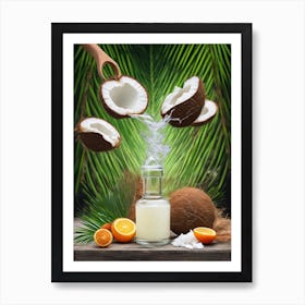 Coconut Juice Pouring From A Bottle Art Print
