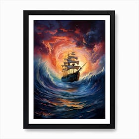 Sailing Ship In The Ocean Art Print