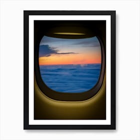 Airplane Window View At Sunset Art Print