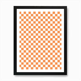 Orange And White Checkered Pattern Art Print