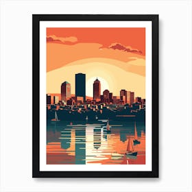 Boston Skyline At Sunset Art Print