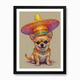 Chihuahua With Sombrero Póster