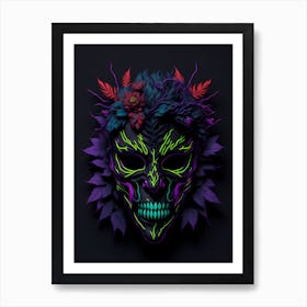 Oni Mask Neon Cyberpunk (4) Art Print
