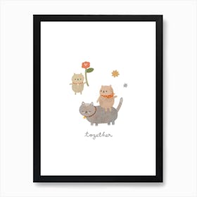 Cat Family Together Art Print