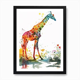 Giraffe Walking Watercolour 1 Art Print