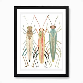 Colourful Insect Illustration Katydid 3 Poster