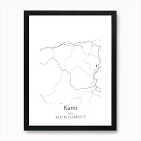 Kami,Japan Minimalist Map Art Print