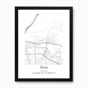 Brea,United States Minimalist Map Art Print