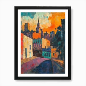 Cityscape At Sunset Art Print