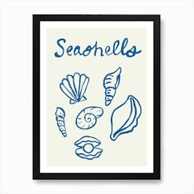 Seashell Doodles, Seashell Line Art, Minimalism Seashell Design 8 Art Print