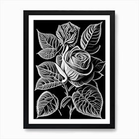 Rose Leaf Linocut Art Print