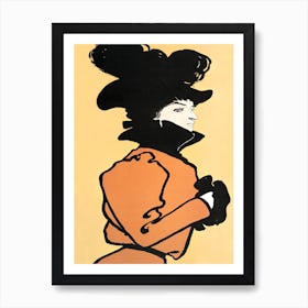 Vintage Woman In Orange Dress Illustration, Edward Penfield Art Print