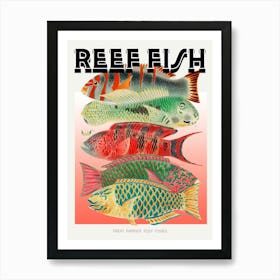 Reef Fishes Graphic Wall Art Vintage Unique Eclectic Art Print