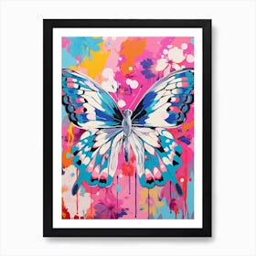 Pop Art Marbled White Butterfly 4 Art Print