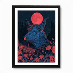 Bull In The Field Art Print