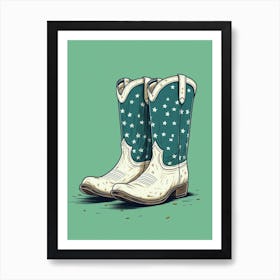 Cowgirl Boots Green 3 Art Print