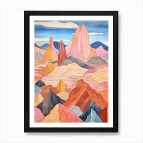 Cerro Merce Peru 1 Colourful Mountain Illustration Art Print