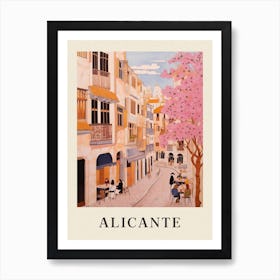 Alicante Spain 3 Vintage Pink Travel Illustration Poster Art Print