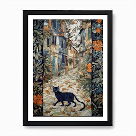 Painting Of Havana With A Cat In The Style Of William Morris 1 Art Print