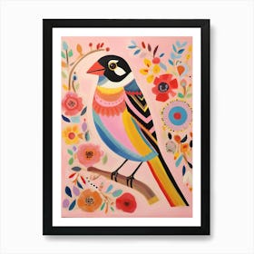 Pink Scandi House Sparrow 3 Art Print