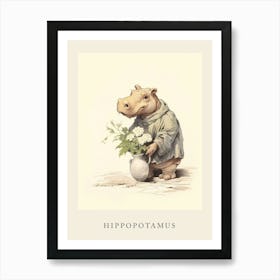 Beatrix Potter Inspired  Animal Watercolour Hippopotamus 3 Art Print