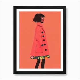 Girl In Pink Coat Art Print