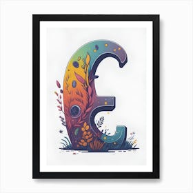 Colorful Letter E Illustration 60 Art Print